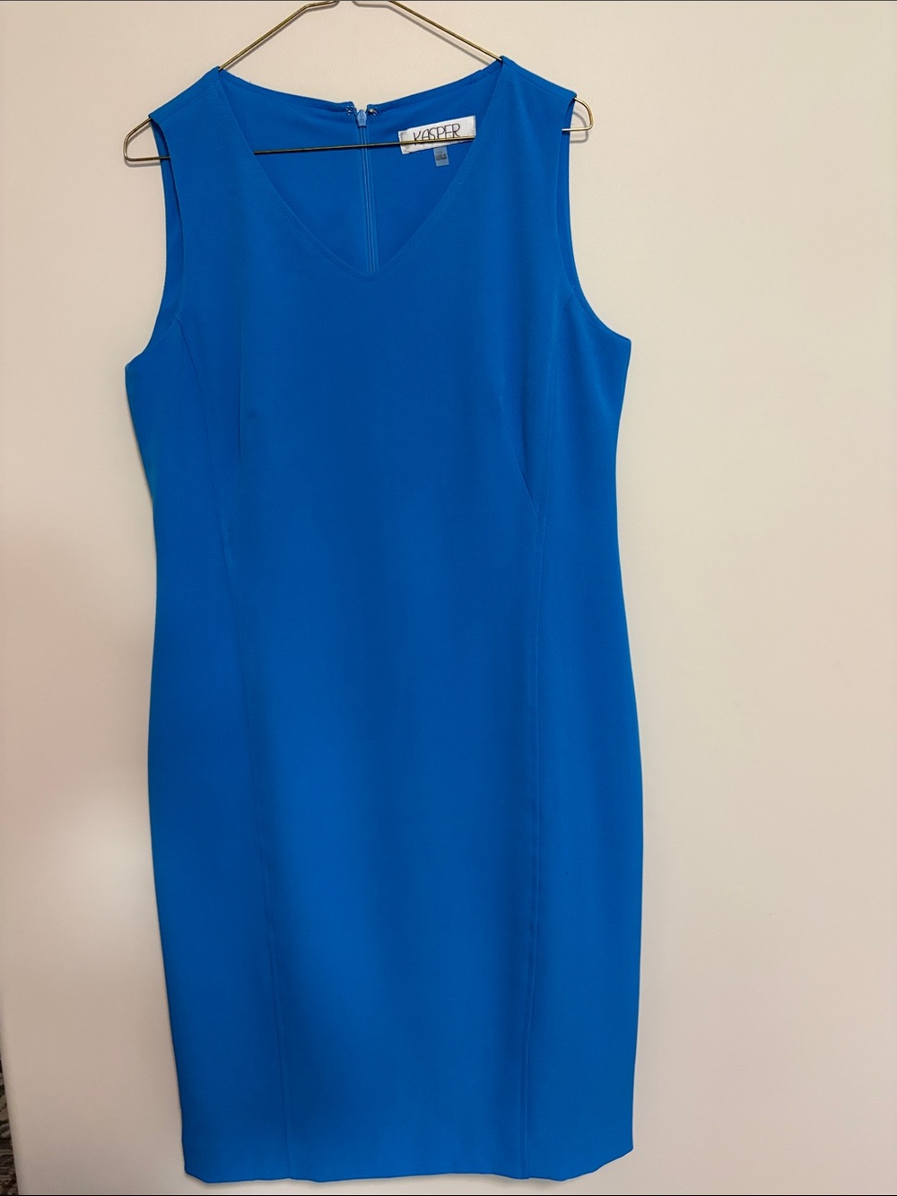 Kasper Blue V-Neck Sheath Dress Size 10